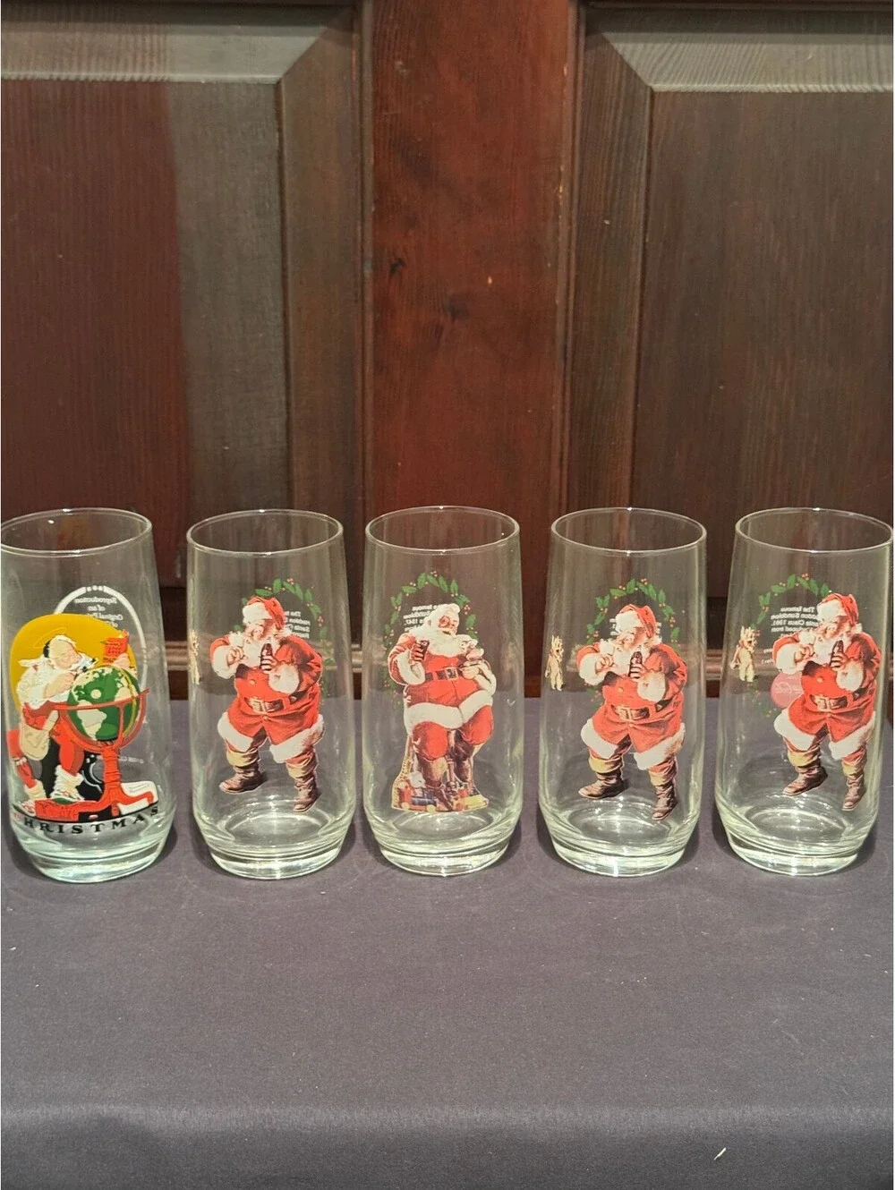 Vintage Coca-Cola Santa Claus Glasses Set of 5